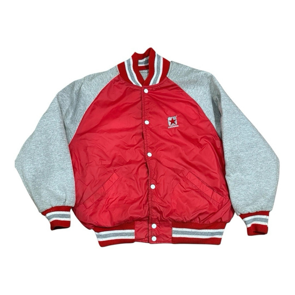 Vintage Converse Varsity Jacket Mens Large Red Gray Reversible Retro Jacket
